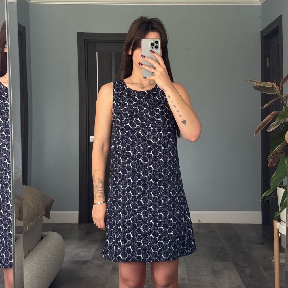 Armani Exchange Blue and White Sleeveless Shift Dress